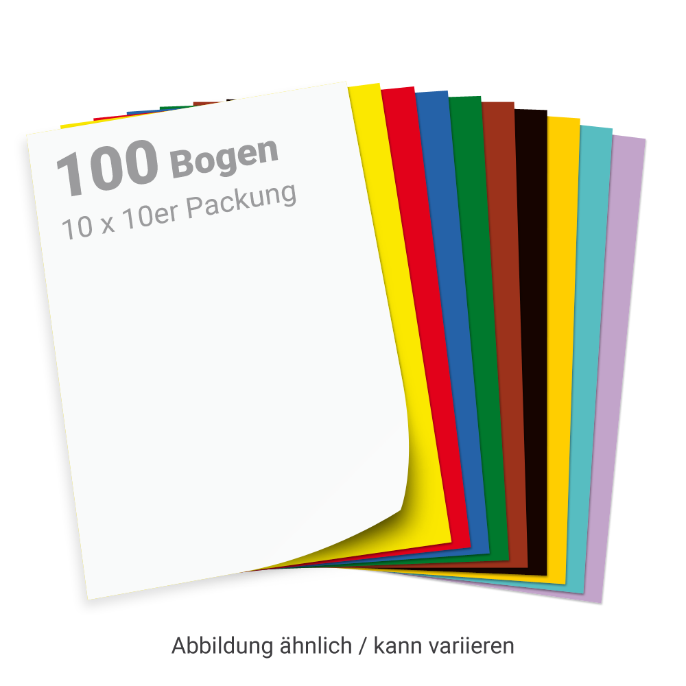 Sparset Tonpapier, 100 Bogen, 50x70 cm, in 10 Farben sortiert