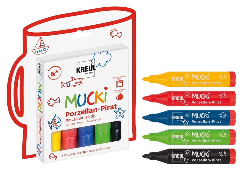 KREUL Porzellan-Pirat Porzellanmalstift "MUCKI", 5er-Set