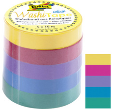 folia Deko-Klebeband Washi-Tape UNI BASIC, 5er Set