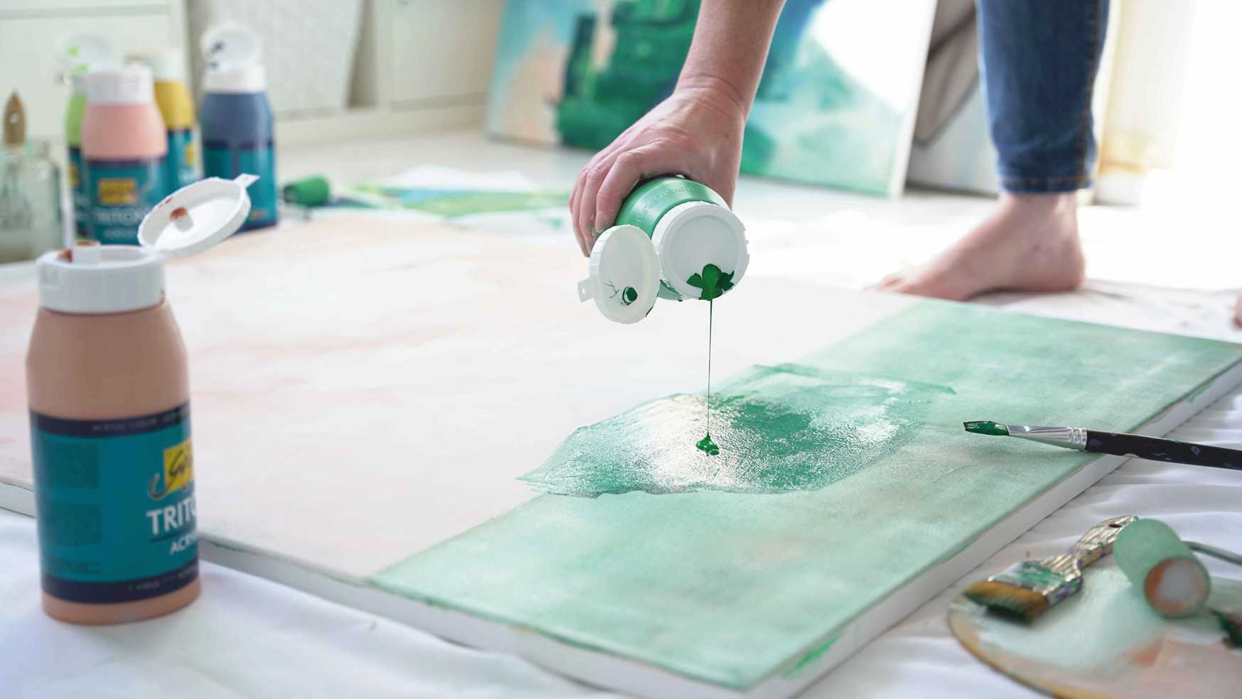 KREUL Acrylfarbe , gelb, 750 ml