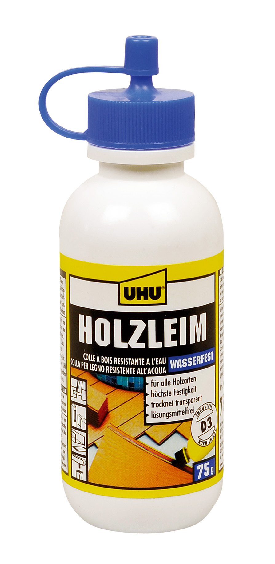 UHU Holzleim wasserfest D3, lösemittelfrei, 75 g Flasche