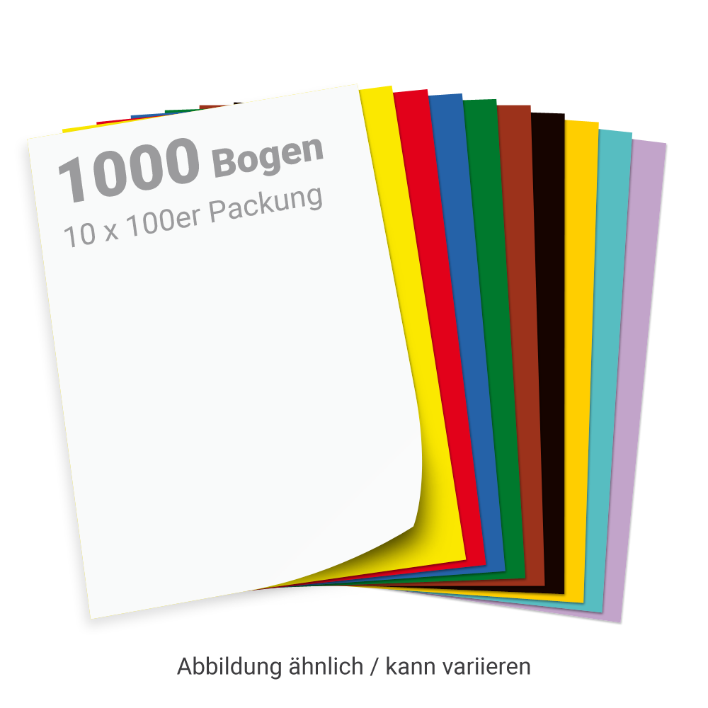 Sparset Tonpapier 1.000 Bogen, 50x70 cm,  in 10 Farben sortiert