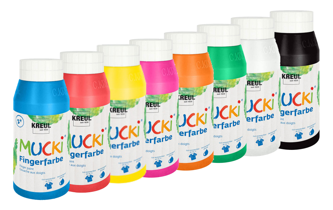 KREUL Fingerfarbe "MUCKI", Set 8 Farben a 750 ml