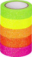 HEYDA Deko-Klebeband "Neon Regenbogen", glitter 5 Rollen