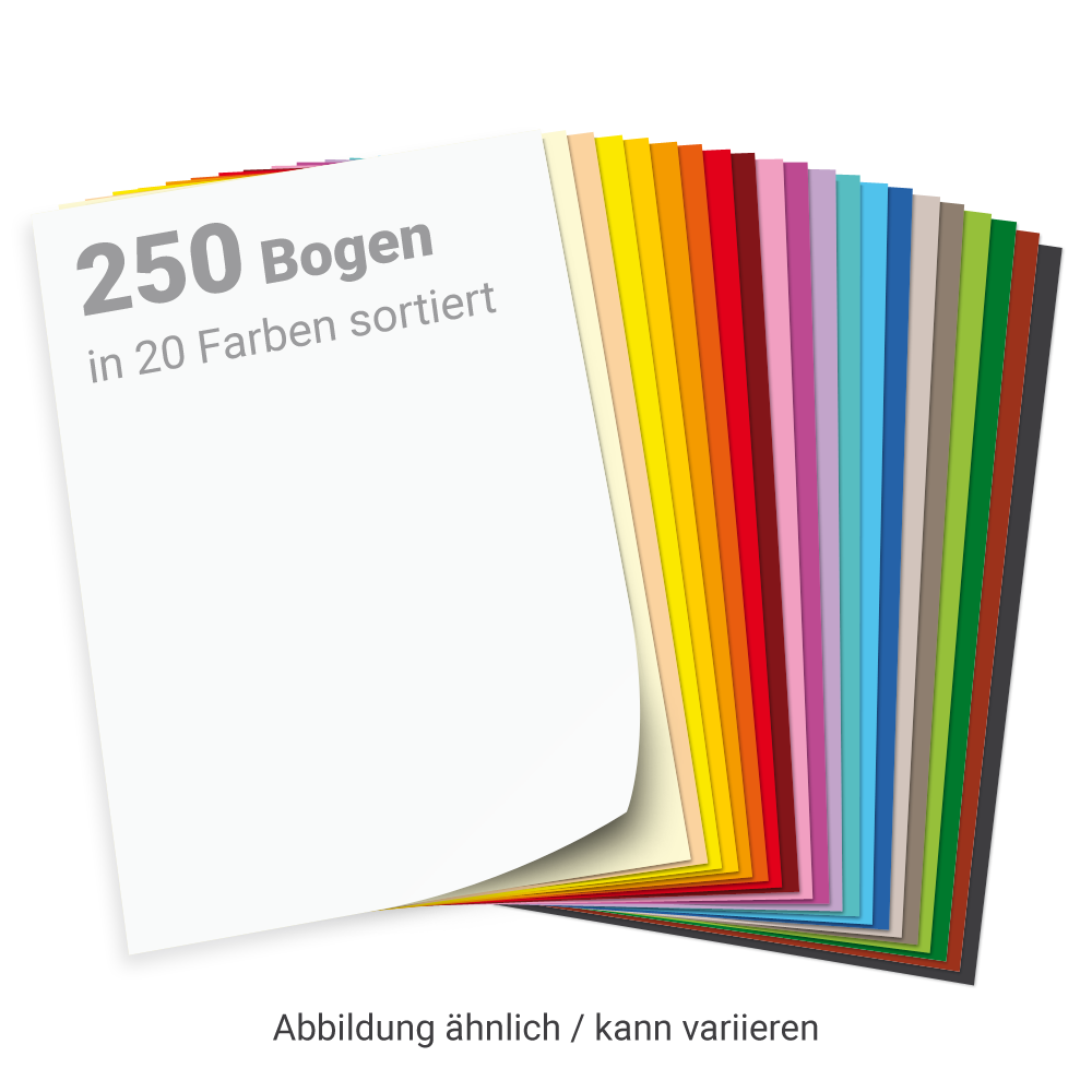 Sparset Tonpapier 250 Bogen, DIN A3, in 20 Farben sortiert