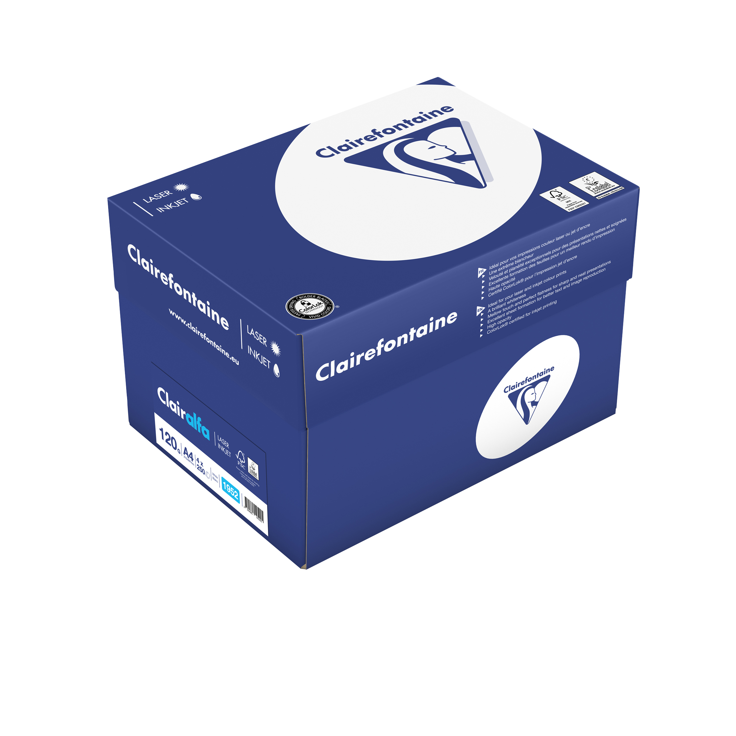 Clairalfa Multifunktionspapier DIN A4 120g/qm, 250 Blatt 5er Pack