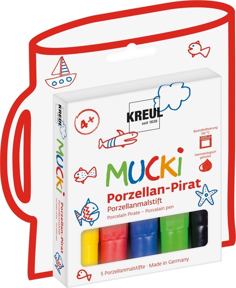 Set 12 Bastel-Tassen weiß zum Bemalen aus Hochwertiger Keramik + Mucki Porzelan Pirat
