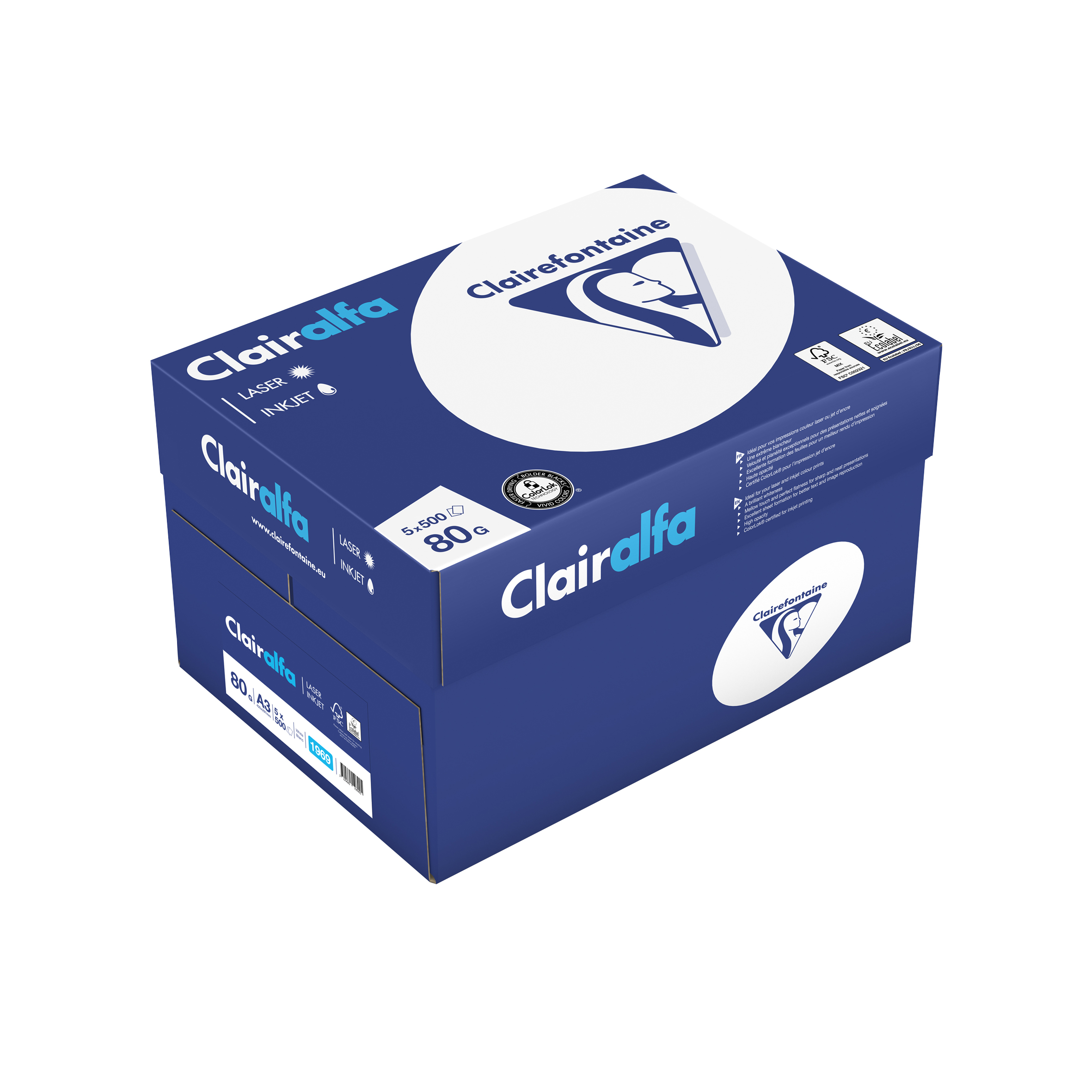 Clairalfa Multifunktionspapier, DIN A3, 80 g/qm, weiß 5er Pack